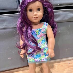 AMERICAN GIRL Doll with Purple Hair and Colorful Dress